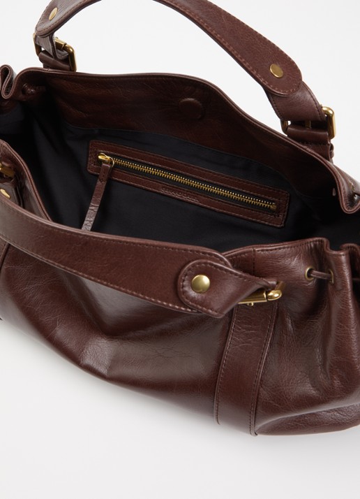 Gerard Darel Dames 24H handtas van leer in de kleur Donkerbruin