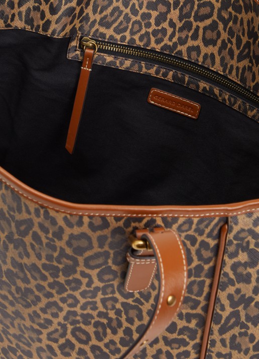 Gerard Darel Dames Simple shopper met logoprint en details van leer in de kleur Cognac