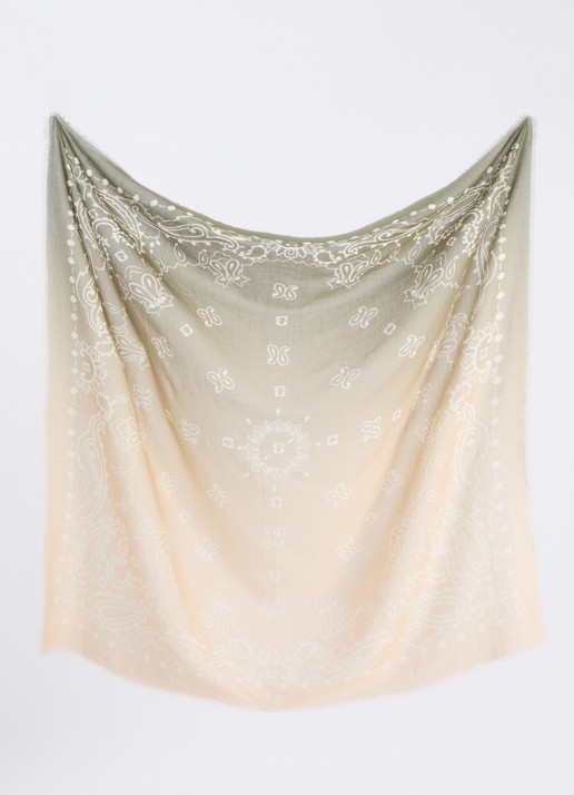 Gerard Darel Dames Dorine sjaal met dip-dye dessin 120 x 120 cm in de kleur Mosgroen