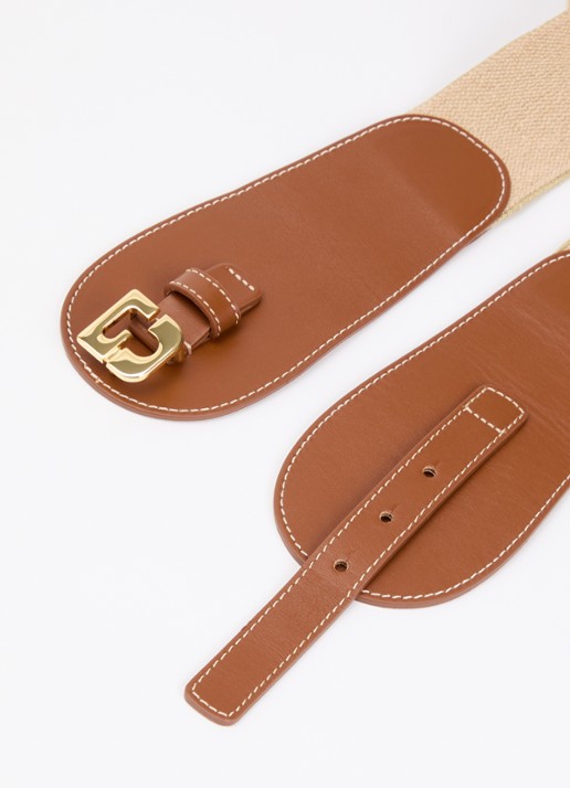 Gerard Darel Dames Olympe tailleriem met leren details in de kleur Cognac