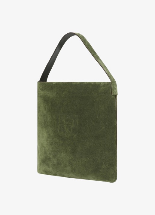 Gerard Darel Dames Lady GD schoudertas van suéde in de kleur Donkergroen