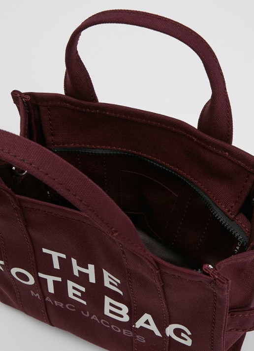 Marc Jacobs Dames The Small Tote handtas van canvas met afneembare schouderriem in de kleur Aubergine, maat: ONE SIZE