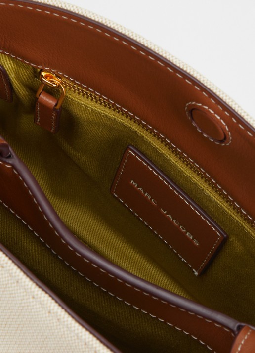 Marc Jacobs Dames The Small Dakota Satchel handtas van canvas met leren details in de kleur Beige, maat: 1SZ