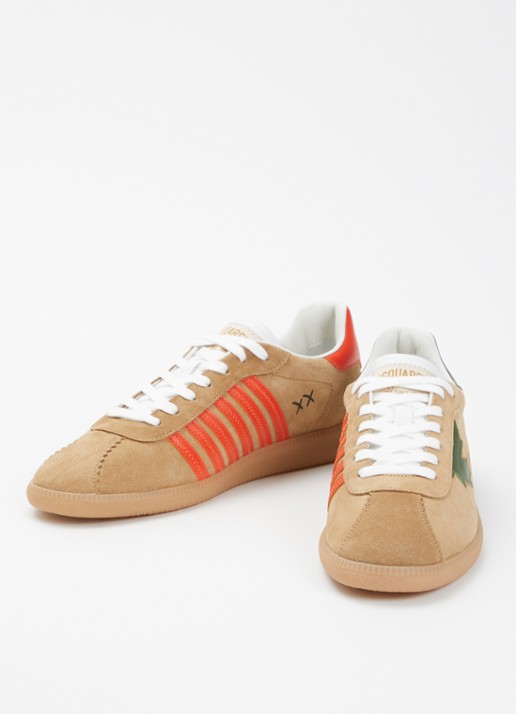 Dsquared2 Heren Rebels sneaker van suède met kalfsleren details in de kleur Camel, maat: 44