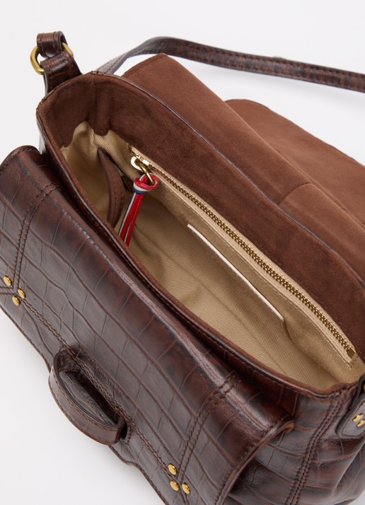 Jérôme Dreyfuss Dames Harry S crossbodytas van schapenleer met crocostructuur in de kleur Donkerbruin, maat: 1SZ