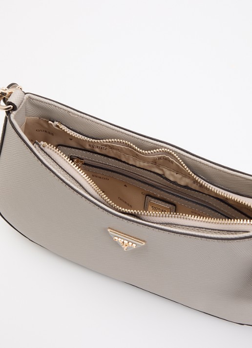 GUESS Dames Noelle saffiano schoudertas met logo en afneembare schouderriem in de kleur Taupe, maat: 1SZ