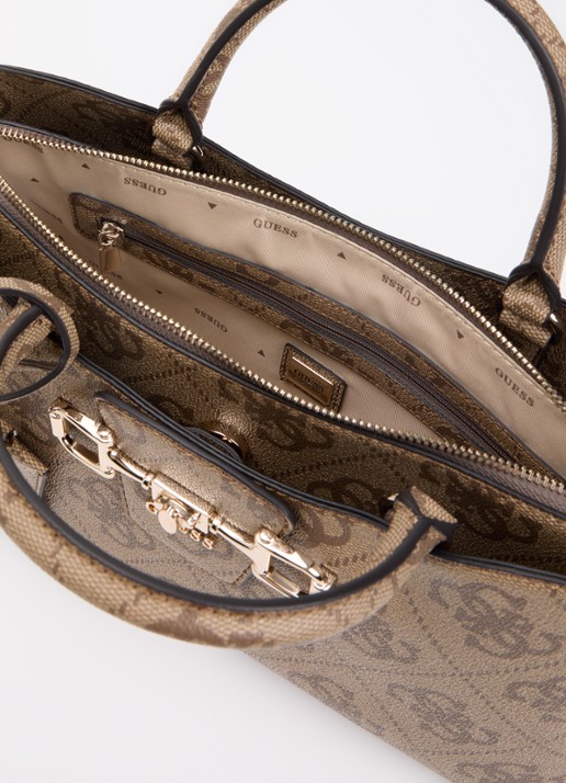 GUESS Dames Jannie handtas met logoprint en afneembare schouderriem