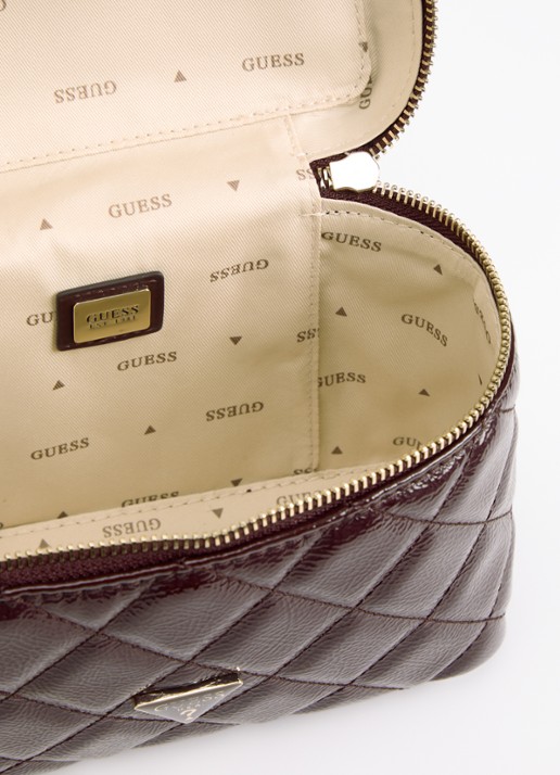 GUESS Dames Juliet Canister handtas met quilt patroon en afneembare schouderriem in de kleur Bordeauxrood, maat: 1SZ