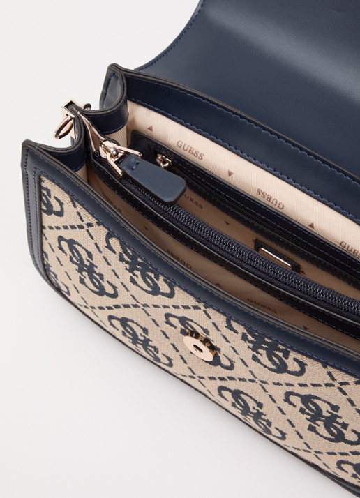 GUESS Dames Audrey crossbodytas met logoprint en afneembare schouderriem in de kleur Donkerblauw, maat: 1SZ