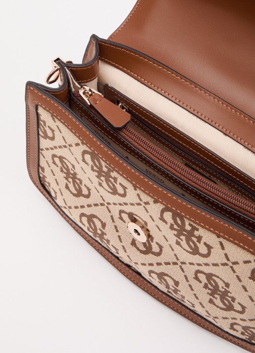 GUESS Dames Audrey crossbodytas met logoprint en afneembare schouderriem in de kleur Bruin, maat: 1SZ
