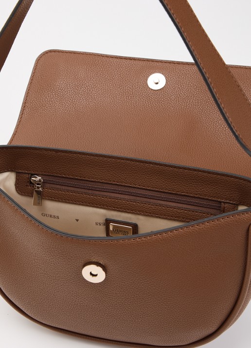 GUESS Dames Camelia schoudertas met afneembare schouderriem en logo in de kleur Cognac, maat: 1SZ