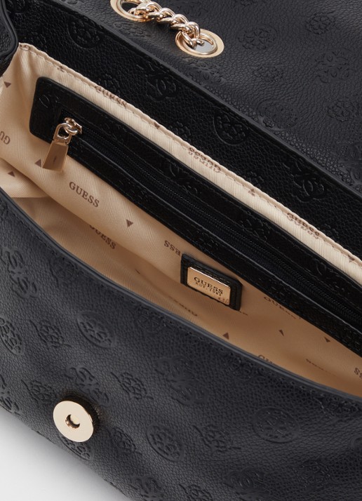 GUESS Dames Ella crossbodytas met logoprint en verstelbare schouderriem in de kleur Zwart, maat: 1SZ