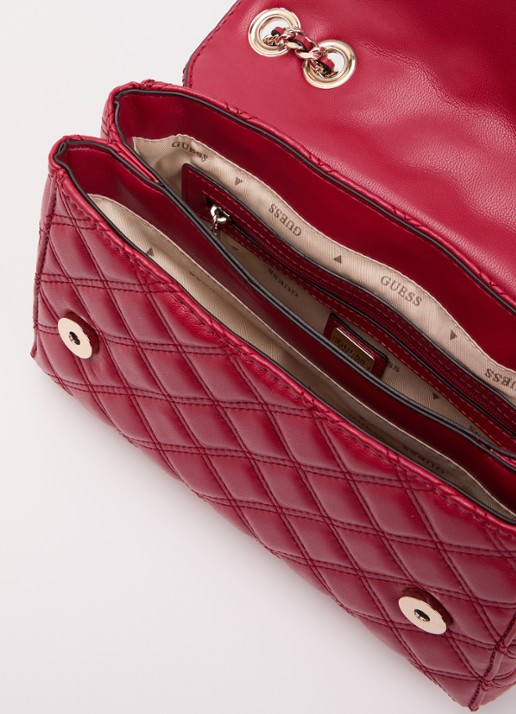 GUESS Dames Giully II schoudertas met quilt patroon en verstelbare schouderriem in de kleur Kersenrood, maat: 1SZ