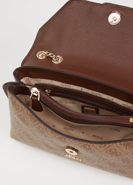 GUESS Dames Lindsay schoudertas met logoprint in de kleur Beige, maat: 1SZ