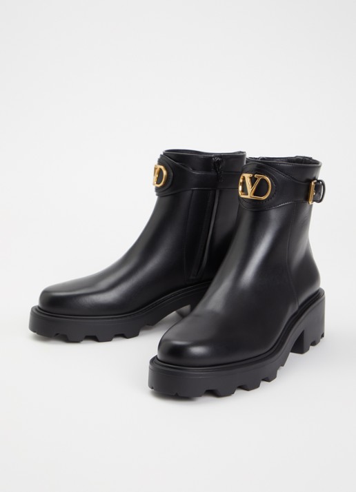 Valentino Garavani Dames VLogo Signature enkellaarsje van leer in de kleur Zwart, maat: 39
