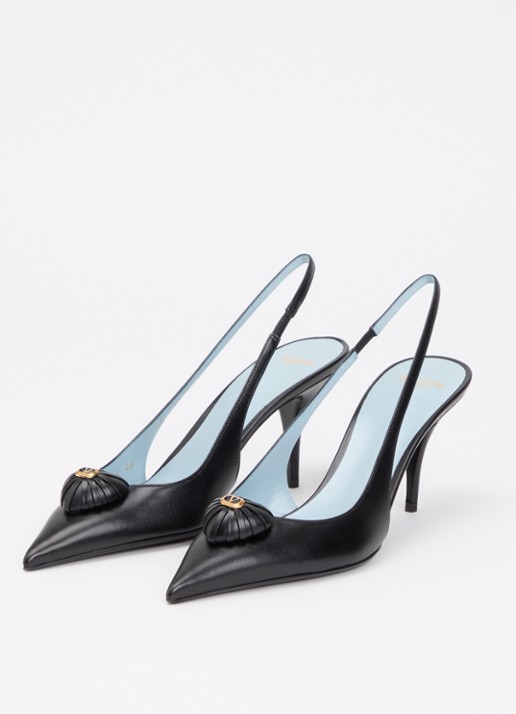 Valentino Garavani Dames Coeur Royal slingback van geitenleer met applicatie in de kleur Zwart, maat: 39