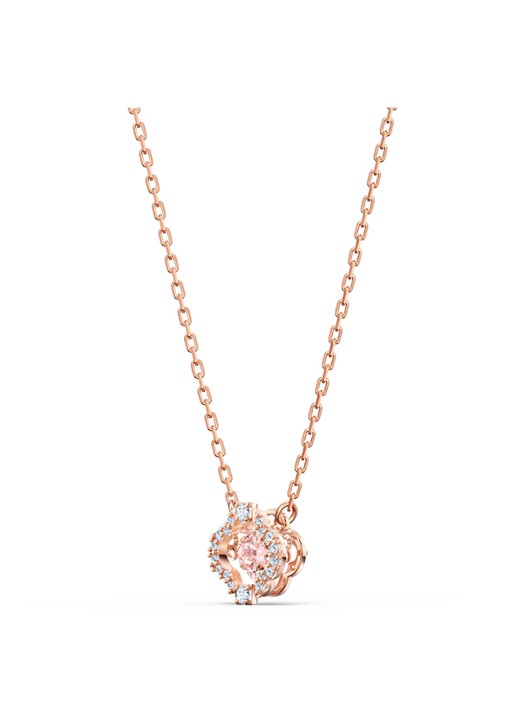 Swarovski Dames Sparkling DC set van ketting en oorstekers met kristal in de kleur Roségoud