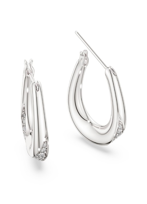 Swarovski Dames Classica oorhangers met kristal in de kleur Zilver
