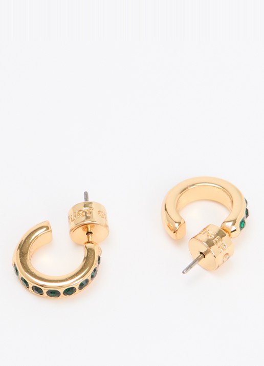Kurt Geiger Dames Small Crystal Huggie oorstekers met kristal in de kleur Groen, maat: NOSZ