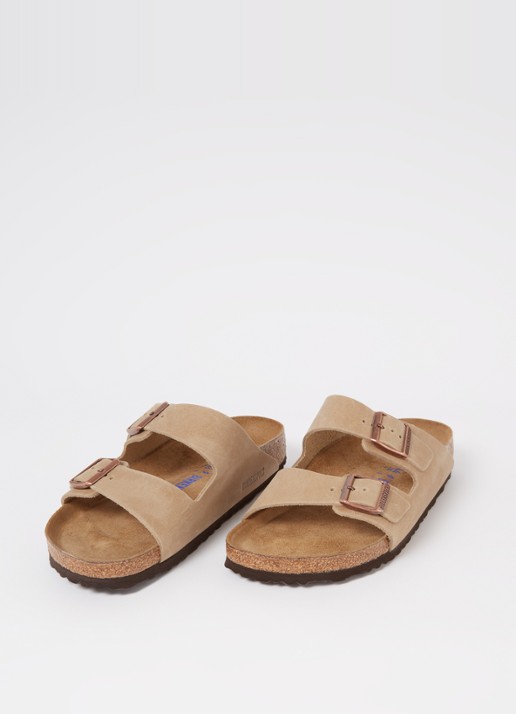 Birkenstock Heren Arizona slipper van leer in de kleur Zand, maat: 45