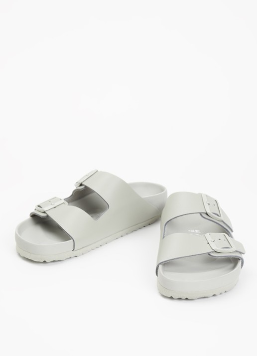 Birkenstock Heren Arizona slipper van leer in de kleur Olijfgroen, maat: 44