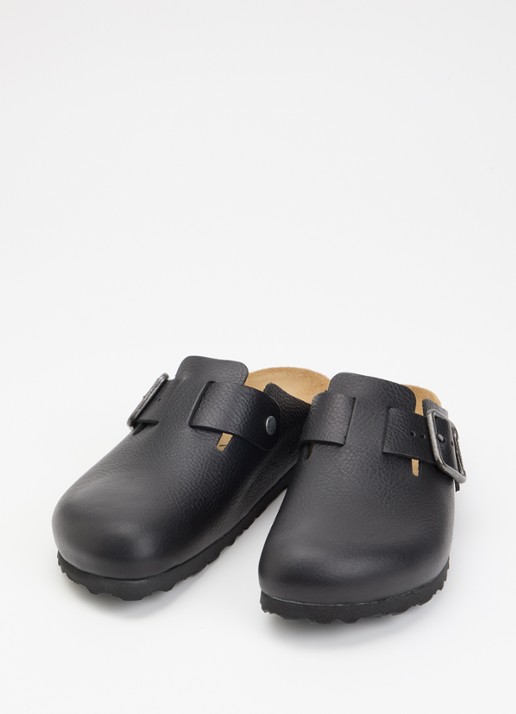Birkenstock Dames Narrow Fit Boston muiltje van leer in de kleur Zwart, maat: 45