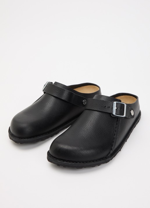 Birkenstock Heren Narrow Fit Lutry Premium muiltje van leer in de kleur Zwart, maat: 41