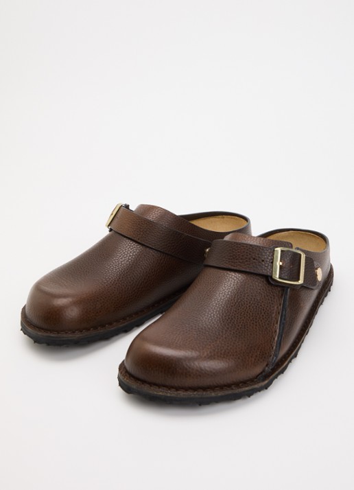 Birkenstock Heren Narrow Fit Lutry Premium muiltje van leer in de kleur Donkerbruin, maat: 41