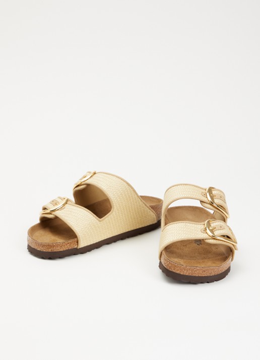 Birkenstock Dames Arizona Big Buckle slipper van raffia in de kleur Beige, maat: 40