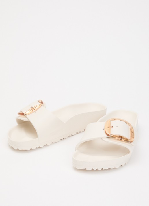 Birkenstock Dames Madrid Big Buckle slipper met gespdetail in de kleur Gebroken wit, maat: 41