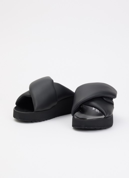 Birkenstock Dames Theda Cross Strap slipper van leer in de kleur Zwart, maat: 36