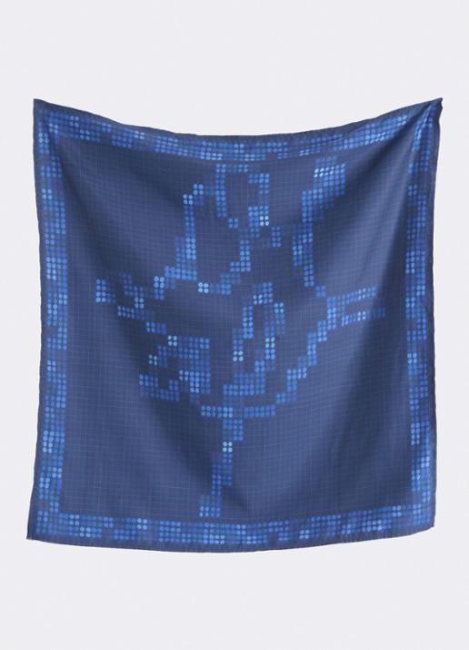 OLAF Heren Sjaal met stippenprint 75 x 75 cm in de kleur Donkerblauw, maat: OS