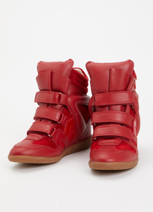 Isabel Marant Dames Bekett Ring sneakerwedge van suède met details van leer in de kleur Rood, maat: 40