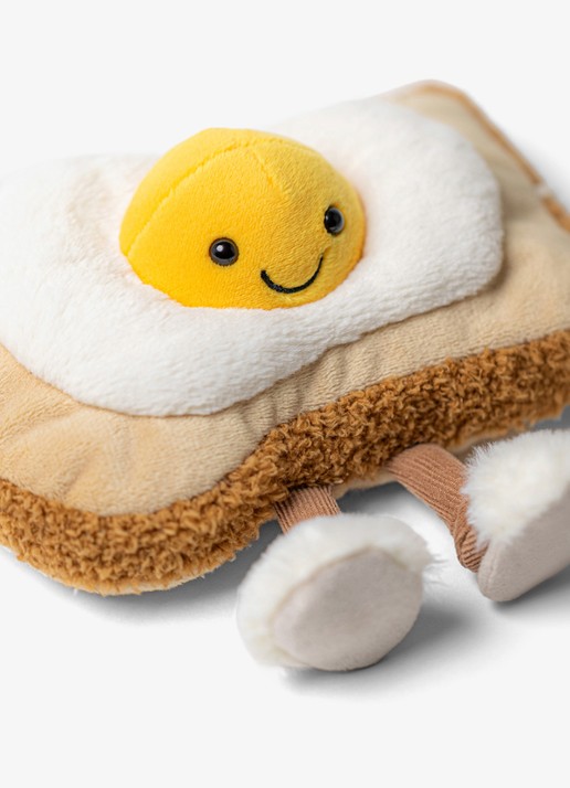 Jellycat Meisjes Amuseables Egglantine Egg On Toast knuffel 9 cm in de kleur Beige, maat: 0
