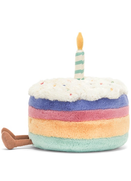 Jellycat Amuseables Rainbow Birthday Cake knuffel 15 cm in de kleur Blauw, maat: OS