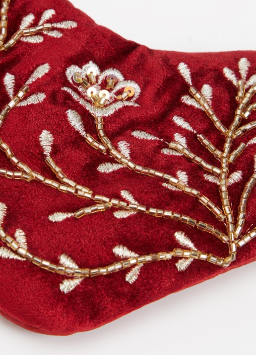 Shishi Velvet kerstsok 20 cm Donkerrood - Deal