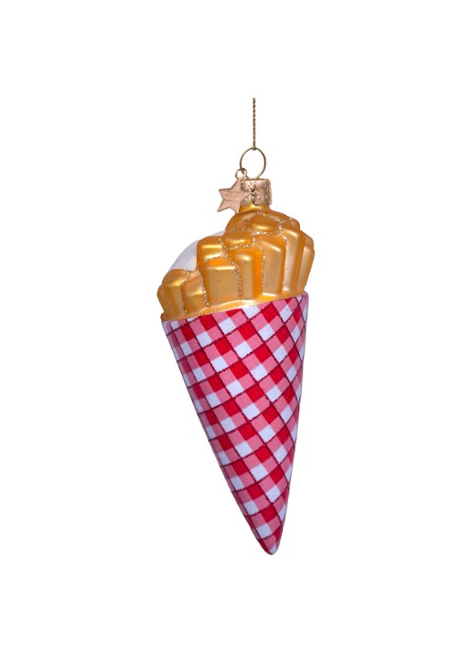 Vondels Friet met mayonaise kersthanger 12 cm Roze - Deal
