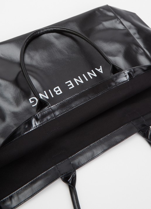Anine Bing Dames Leo shopper met logo in de kleur Zwart, maat: ONE SIZE