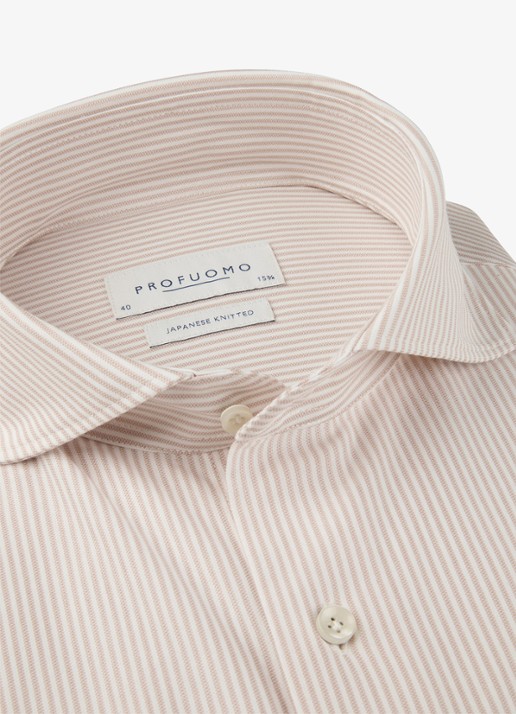 Profuomo Heren Japanese knitted slim fit shirt in de kleur Donkerroze, maat: 43