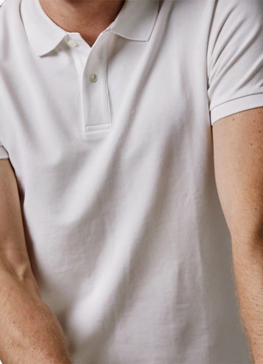 Profuomo Heren Polo in pique in de kleur Wit, maat: S