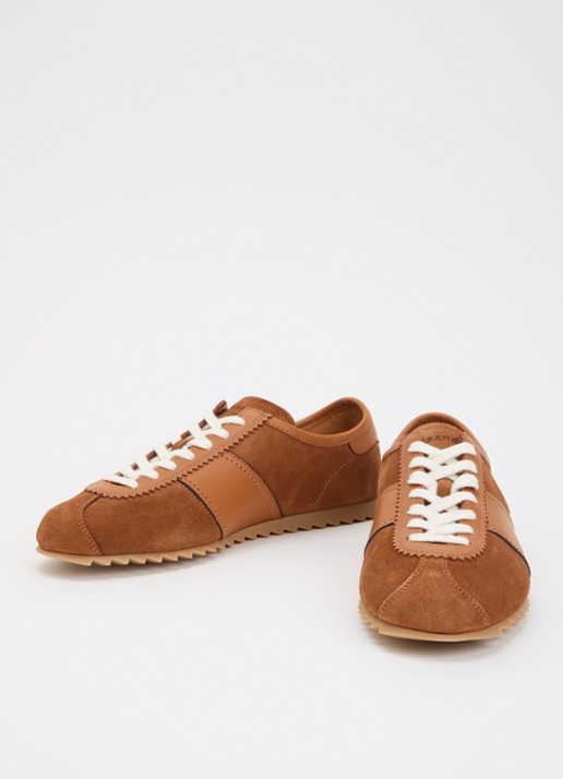 Sandro Heren Sneaker van suède met leren details in de kleur Cognac