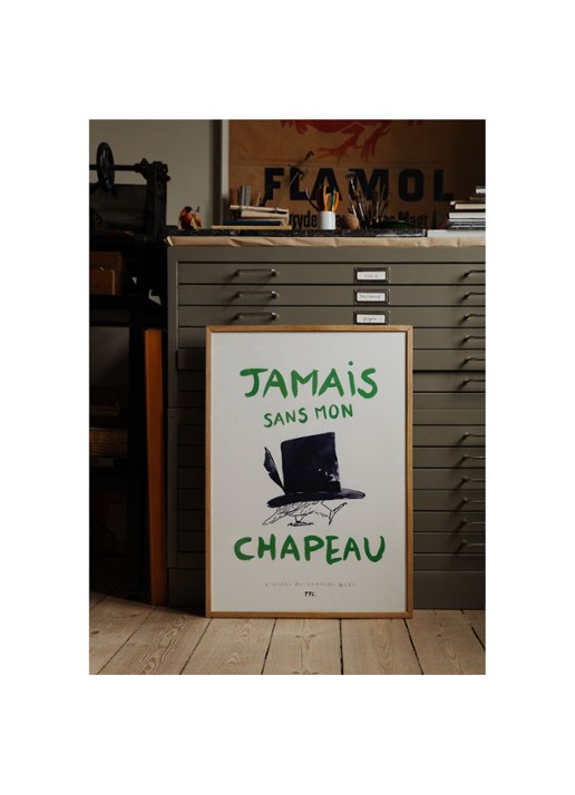 THE POSTER CLUB Another Art Project, L'Oiseau au Chapeau Bleu print Groen - Deal