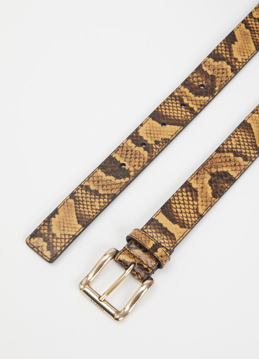 AMIRI Heren Python Square riem van leer met slangenprint in de kleur Beige, maat: 95 cm
