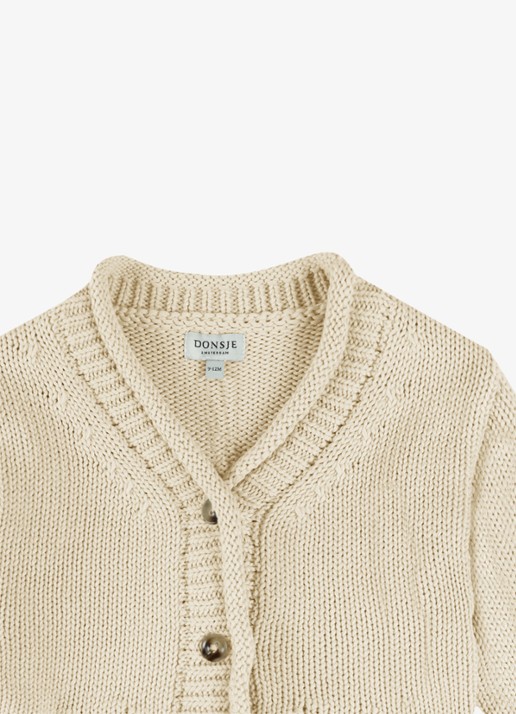 Donsje Amsterdam Meisjes Amelot grofgebreid vest in de kleur Parelmoer, maat: 7Y-8Y=128