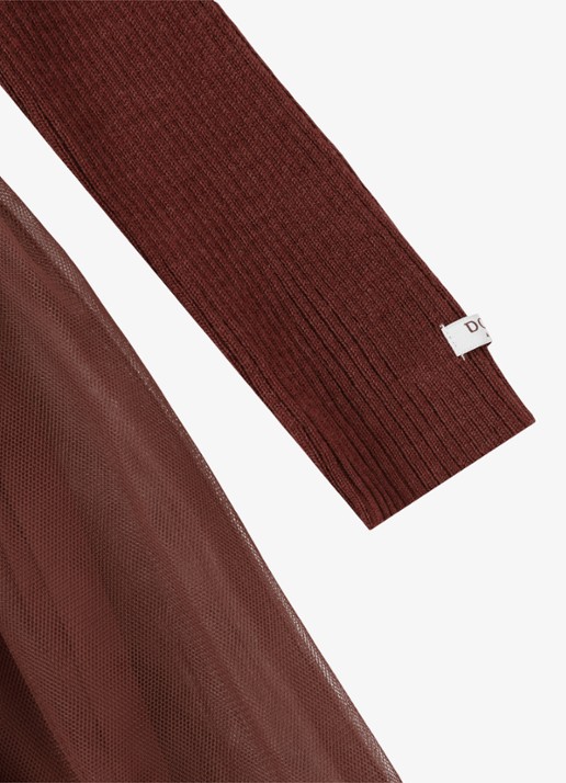Donsje Amsterdam Meisjes Lotus jurk met tule in de kleur Bruin, maat: 5-6Y=116