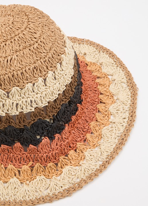 Barts Dames Feathery hoed met streepprint in de kleur Lichtbruin, maat: ONE SIZE