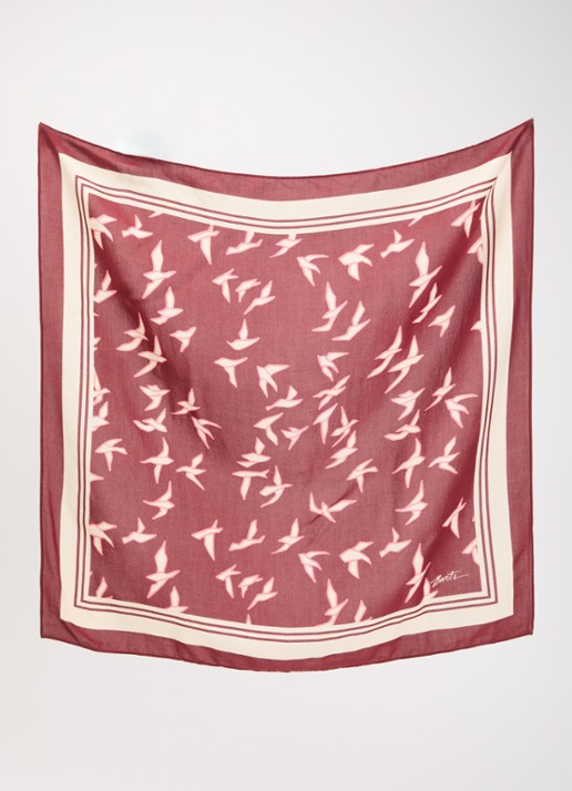 Barts Dames Leylaf sjaal met print 62 x 62 cm in de kleur Steenrood, maat: ONE SIZE