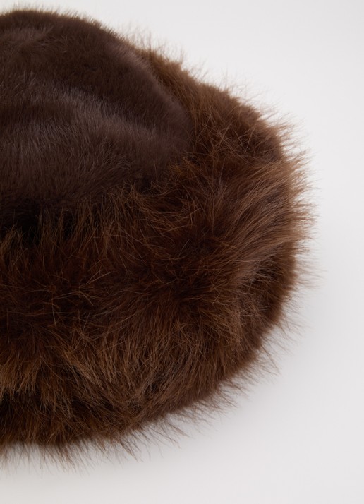Barts Dames Angeliqa muts van imitatiebont met logo in de kleur Donkerbruin, maat: ONE SIZE
