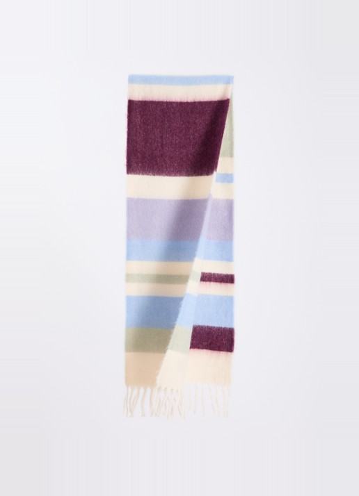 Barts Dames Eluzabeth sjaal met streepprint en franjes 200 x 30 cm in de kleur Gebroken wit, maat: ONE SIZE