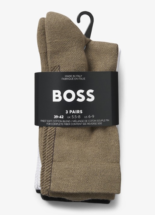 BOSS Heren Sokken in katoenblend in 3-pack in de kleur Beige